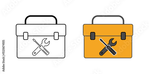 IT toolbox icon in outline and color styles, vector symbol for tech support tools, system repair kit, computer maintenance equipment, or troubleshooting essentials.
