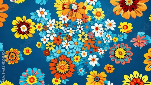 Wallpaper Mural pattern of daisies hippie style wallpaper, banner, designs cartoon bright colors Torontodigital.ca