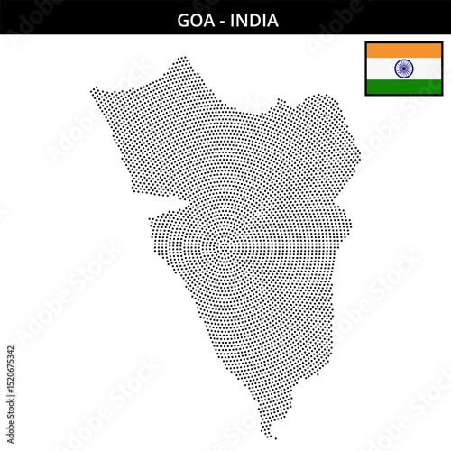 Small circular dotted map of goa in India