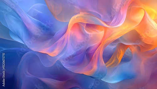 3D render, abstract background with colorful waves and wavy lines in a red, blue, and purple gradient, flowing fabric, flowing silk, fluid organic shapes,