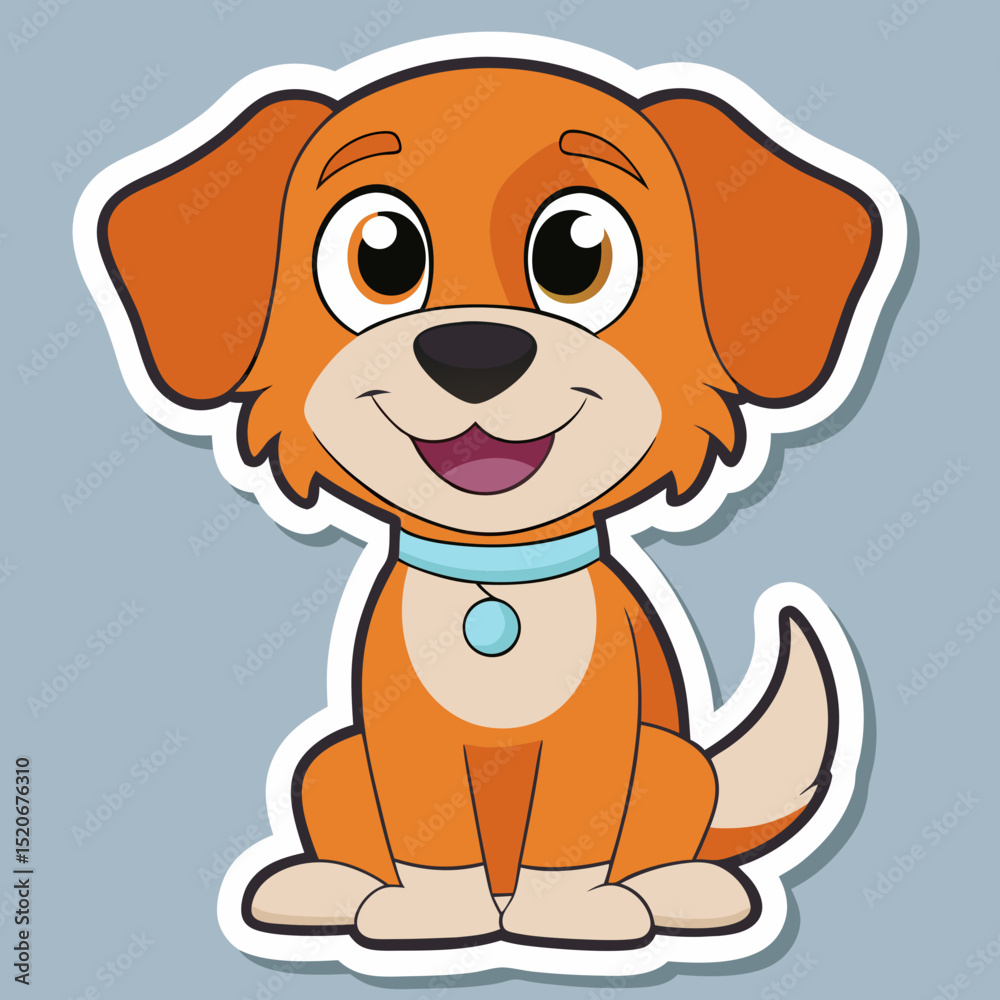 Obraz premium dog, animal, cartoon, puppy, pet, illustration, vector, fun, brown, art, isolated, cute, canine, funny, drawing, character, mammal, fur, tail, pets, toy, baby, child