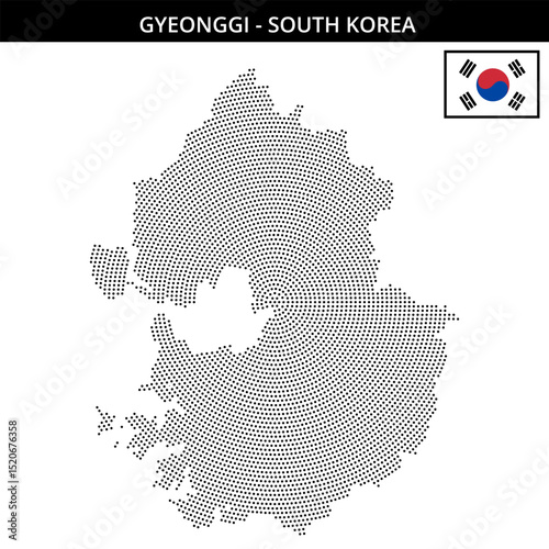 Small circular dotted map of gyeonggi in South Korea