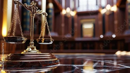 Scales of Justice in a Courtroom