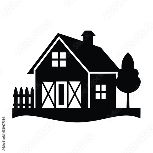 Farmhouse Silhouette Vector