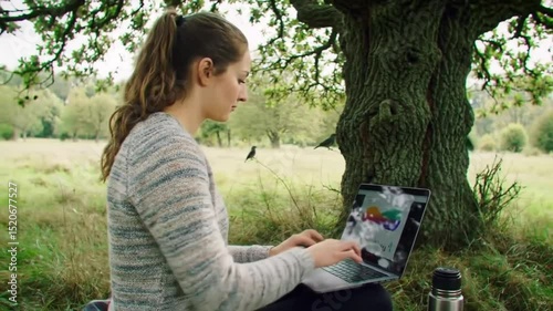 Remote Work in Nature Scene
