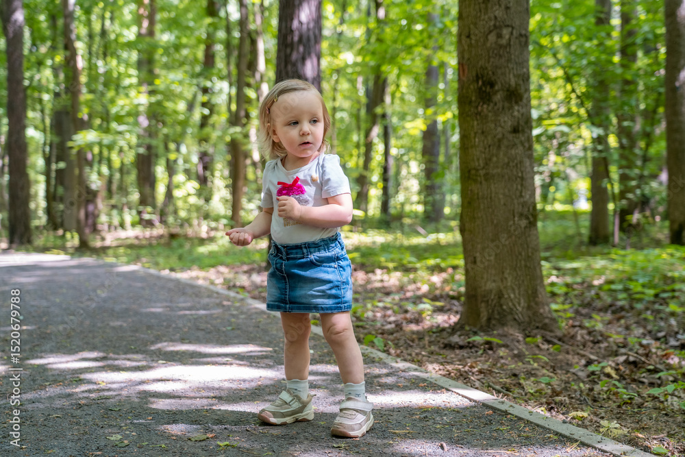 Child's Exploration: A Young Girl's Innocent Walk in the Woods Child's Exploration: A Young Girl's Innocent Walk in the Woods