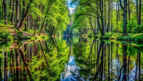 Serene Forest River A Picturesque Reflection of Nature's Tranquility
