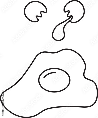 vector illustration that features a cracked eggshell above a raw egg with visible yolk and egg white.