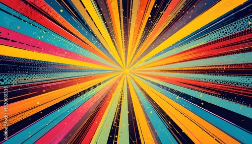 Comics Rays Background with Halftones Colorful Vector Illustration for Fun and Energetic Design Projects