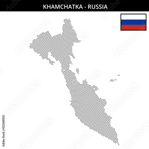Small circular dotted map of khamchatka in Russia