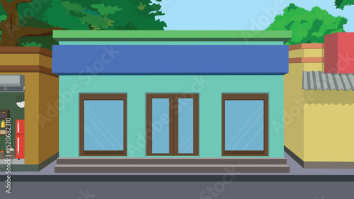 Cartoon Clothes Shop Building Vector Illustration | Flat Design Storefront for 2D Animation, City Street Scene, Game Asset, Shopping Area, Retail Background, or Explainer Video Element

