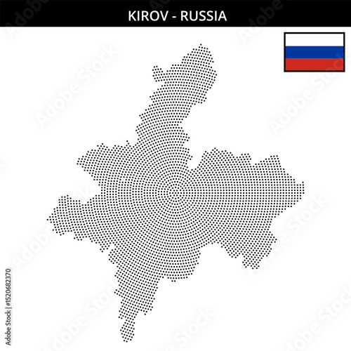 Small circular dotted map of Kirov in Russia