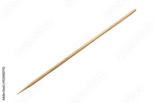Single Wooden Skewer on Black Background Close Up Shot Perfect for Food Presentation Grilling or Craft Projects Isolated