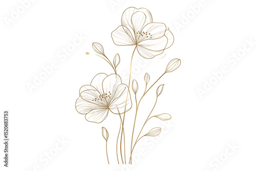 Elegant Golden Floral Design Dried flowers in beige tones Golden Floral Illustration Vintage Dried Flower Illustration Neutral Botanical Dried Flower Composition
