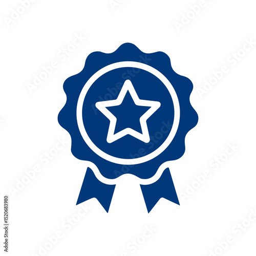 Award rosette excellence symbol with star icon illustration element
