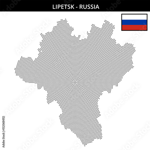 Small circular dotted map of lipetsk in Russia