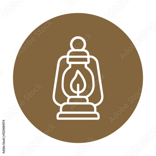 Classic lantern illuminates circular brown background icon illustration element