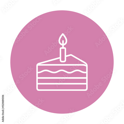 Delicate birthday slice with a candle icon illustration element