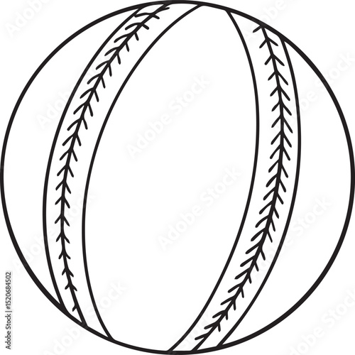 Cricket ball outline vector illustration, line art