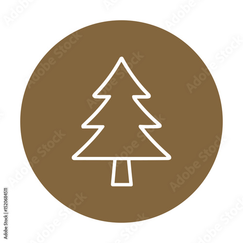 Minimalist tree icon in earthy circle icon illustration element