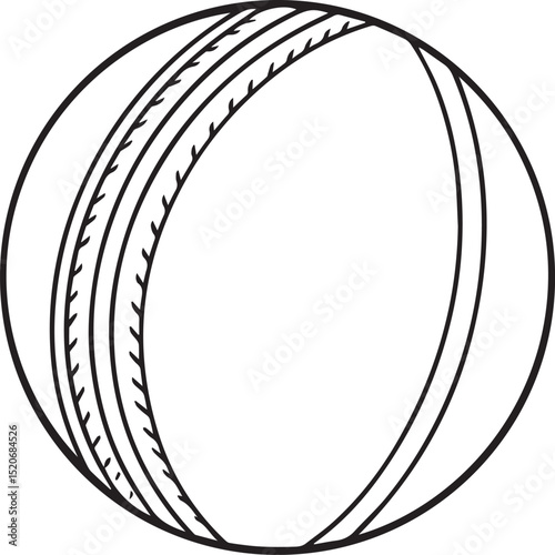 Cricket ball outline vector illustration, line art