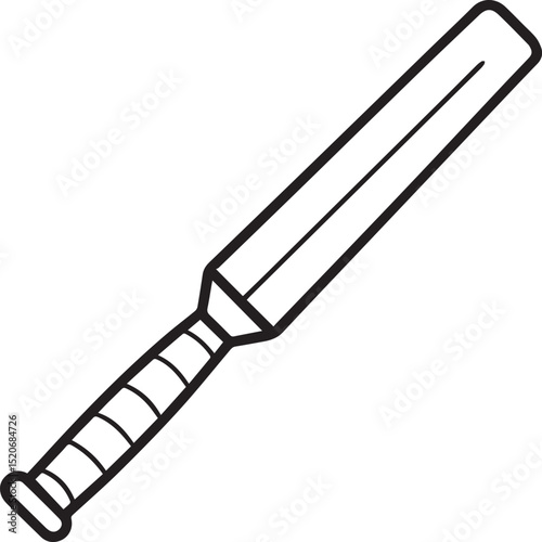 cricket bat outline vector illustration, line art