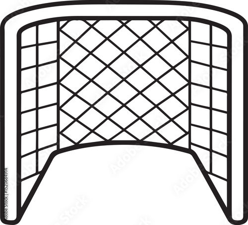 Ice hockey goal net outline vector illustration, line art