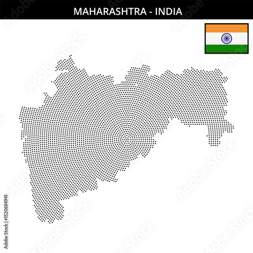 Small circular dotted map of maharashtra in India