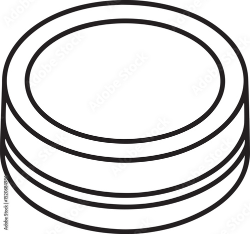 Ice hockey puck outline vector illustration, line art