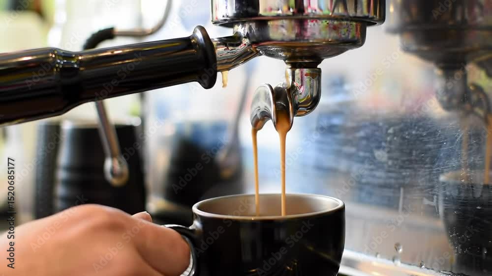 Espresso pouring into cup