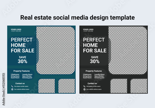 Real estate social media banner templates, real estate flayer design templates. Corporate business flyer template design set with black and white color. 