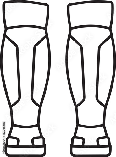 Leg pads outline vector illustration, line art