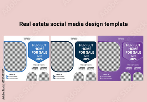 Real estate social media banner templates, real estate flayer design templates. Corporate business flyer template design set with white and black color. 