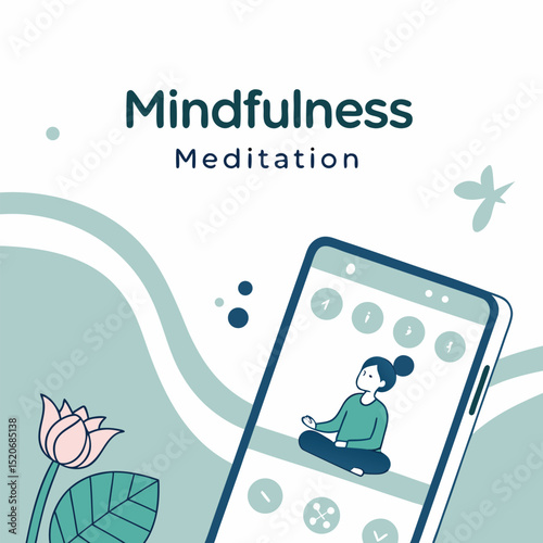 Mindfulness meditation app UI vector