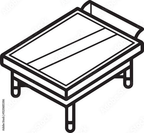 Ping pong table outline vector illustration, line art