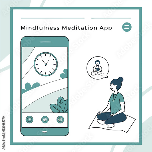 Mindfulness meditation app UI vector