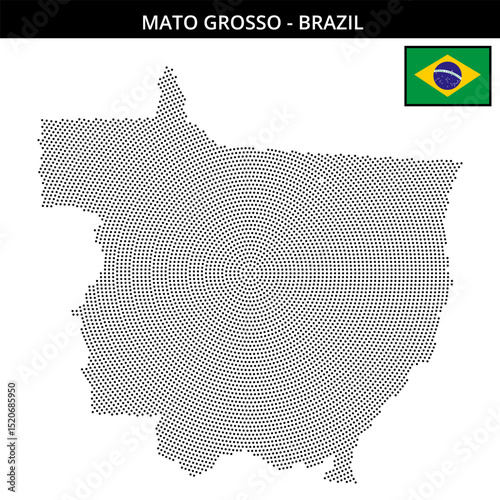 Small circular dotted map of mato-grosso in Brazil