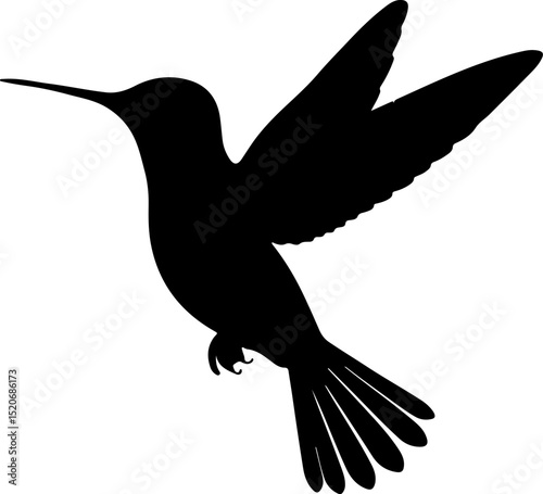  Dynamic Hummingbird Silhouette in Flight: A Graceful and Energetic Depiction of Nature's Tiny, Swift Avian Jewel.