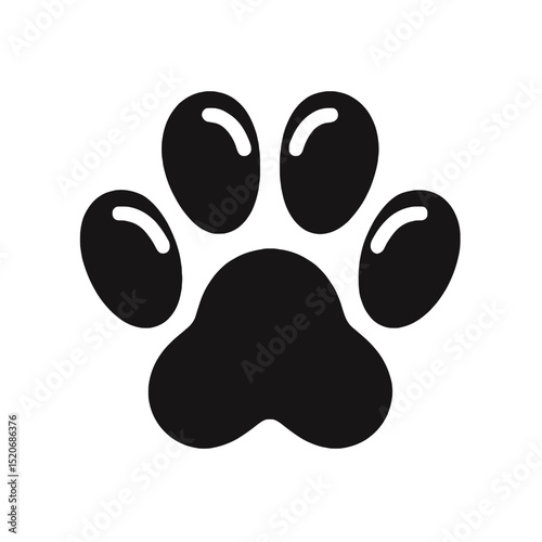 Black animal paw print silhouette on white background  