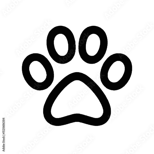 Black paw print icon on white background  