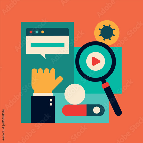 magnify hand search web bar technology
