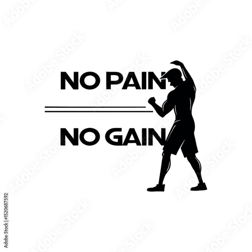 NO PAIN, No GAIN typography with abstract image
