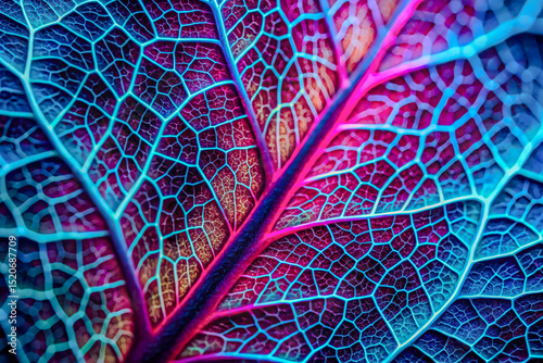 Vibrant Leaf Veins A Microscopic Journey into Nature's Intricate Design