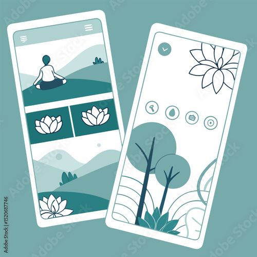 Mindfulness meditation app UI vector
