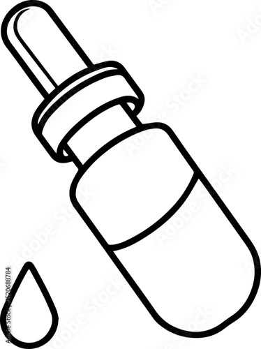 Facial Oil Dropper Outline Vector Illustration, Line Art