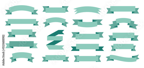 Collection of Teal Ribbon Banners for Design