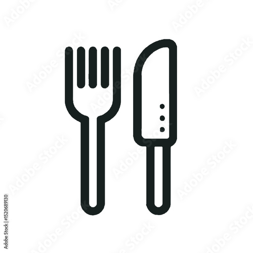 Fork and knife icon in minimalistic design style  