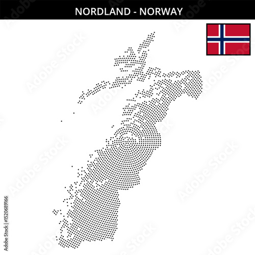 Small circular dotted map of nordland in Norway