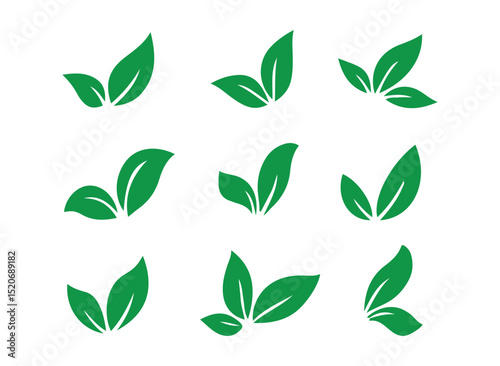 Green leaves plant eco logo symbol. Leaf icon set.  Collection green leaf. Vector illustration eps 10