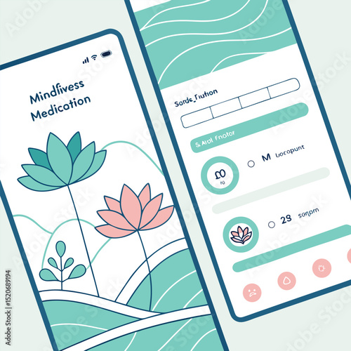 Mindfulness meditation app UI vector